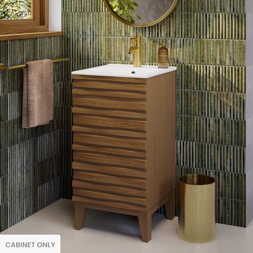 Image of Swiss Madison Cascade 18 inch Bathroom Vanity in Brown Oak- Cabinet Only