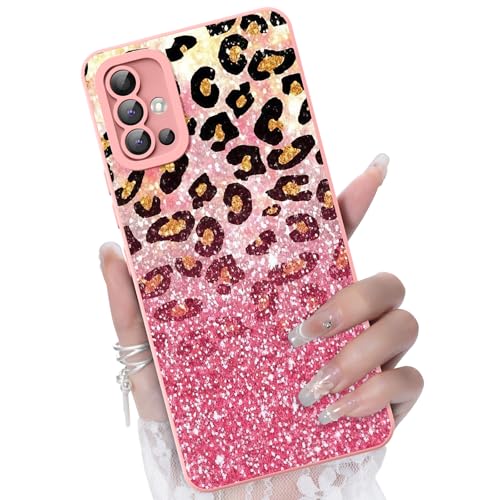 CASBST for Galaxy A51 4G Phone Case, Leopard Glitter Pattern, Pink