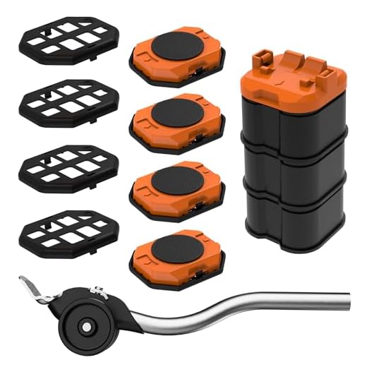 ONEON Furniture Lift Mover Tool, Heavy Duty Furniture Lifter and Movers Set with Sliders - Easily Move Heavy Items on Hardwood Flooring and Carpet (Orange)