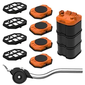 Furniture Lift Mover Tool, Heavy Duty Furniture Lifter and Movers Set with Sliders - Easily Move Heavy Items on Hardwood Flooring and Carpet (Orange)