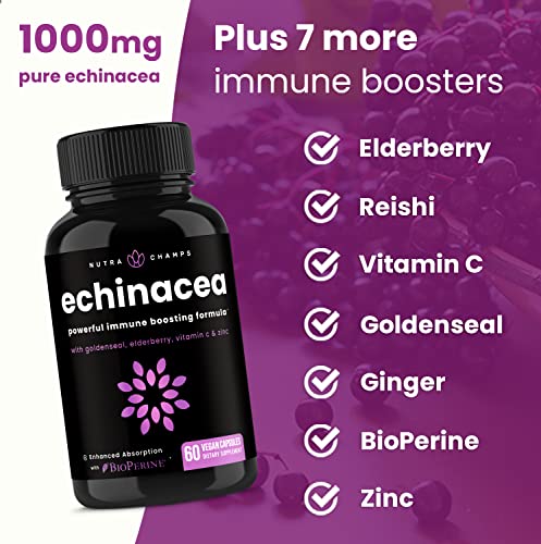 Nutrachamps 990395 Echinacea Capsules 1000Mg - 8-In-1 Immune Support Supplement thumb #3