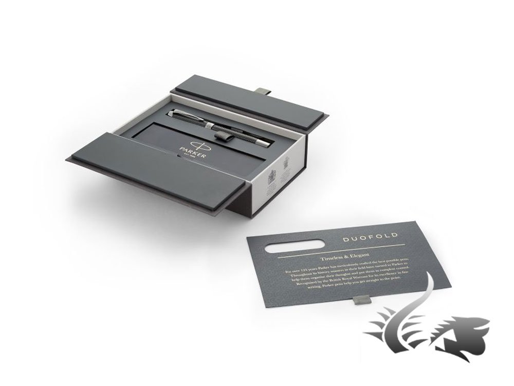 Parker Duofold Prestige Black Chevron Rollerball Pen, Fine Tip
