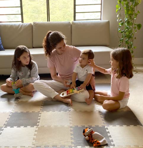 Image of MioTetto Soft Non-Toxic Foam Baby Play Mat | Toddler Playmat | Colorful Jigsaw Puzzle Play Mat | 16 Squares Foam Floor Mats for Kids & Babies | EVA Foam Interlocking Tiles for Gym, Nursery, Playroom