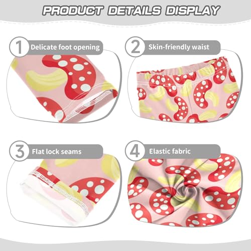 Mushroom Polka Dots Girls Leggings,Workout Leggings for Girls Toddler Athletic Leggings Size for 3-10T3