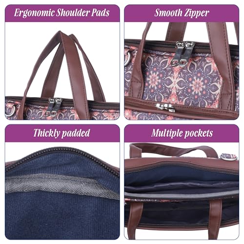 Image of Protecta Stride Floral Printed Laptop Messenger Bag for Men and Women for Office 16 inch Use Macbook Office Briefcase Bag Print Padded Sleeve Straps Durable Design Lightweight 18L Vintage Print