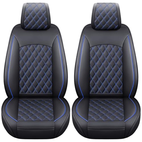 Image of Aierxuan Front Toyota Tacoma Seat Covers Waterproof Leather (Black-Blue)