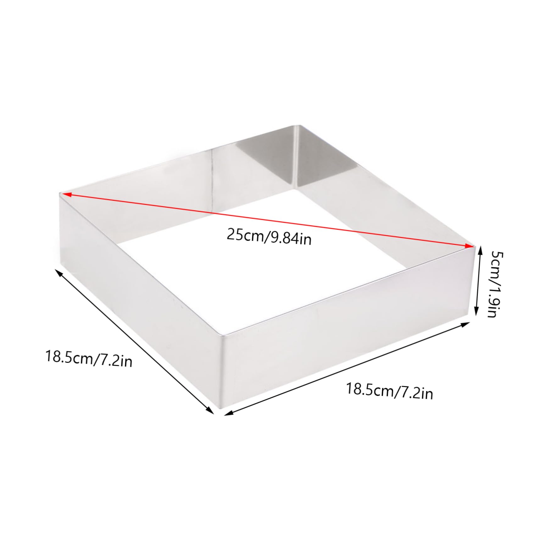 ABOOFAN Square Mousse Cake Ring Stainless Steel Baking Tool for Pastry Mousse and Dessert Reusable Easy to Clean for DIY Cooking and Baking