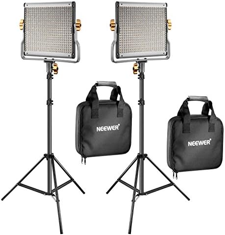 Neewer 2 Packs Dimmable Bi-Color 480 LED Video Light and Stand Lighting Kit Includes: 3200-5600K CRI 96+ LED Panel with U Bracket, 75 inches Light Stand for YouTube Studio Photography, Video Shooting