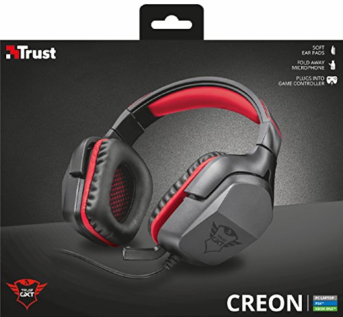 Trust Gaming 344 Creon Cuffie Gaming Over-Ear, con Corto Microfono Regolabile, Telecomanda Integrado con Controllo Volume - PC, Laptop, PS4, Xbox One, Nintendo Switch