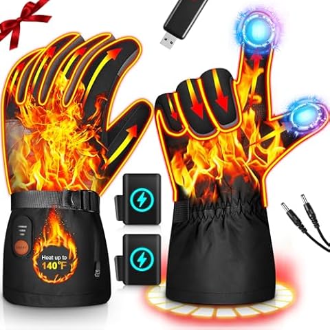 MiKoSoRu Rechargeable Heated Gloves for Men Women(Battery Include), 3 Modes 7.4V Fast Heating Gloves for Cold Weather, Touch-Screen Work Gloves for Motorcycle Skiing Hiking, Waterproof Winter Gloves Cover