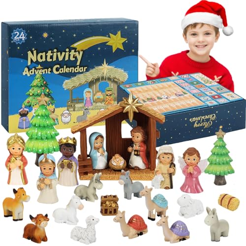 Weihnachtskrippe Adventskalender 16 Krippen-Adventskalender 2025 Kinder, Krippengeschichte Geschenke für...