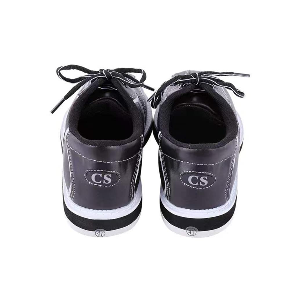 Mens Professional Bowling Shoes Only for Left Hand Microfiber Comfortable Athletic Sneakers Casual Breathable Non-Slip Gliding Indoor Lace Up Shoes, Black, 9.5