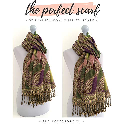 Women Pashmina Scarf Shawl Wrap - Large Long Paisley Floral Rainbow Ladies Scarves, Wearable Blanket Scarf, Womens Winter Scarfs, Indian Shawl Wedding Evening Stole, Head Scarf Neck