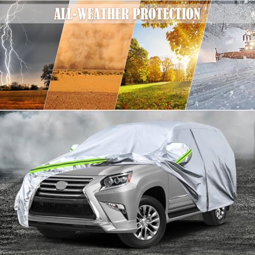 Image of Waterproof Car Covers Replace for 2003-2025 Lexus GX 460 470, 6 Layers Silver All Weather Custom-fit Car Cover with Zipper Door & Windproof Bands for Snow Rain Dust Hail Protection