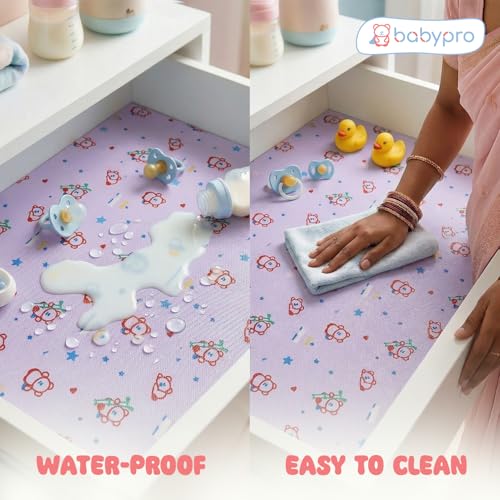 Image of BabyPro Non-Slip EVA Shelf Liner Roll, Anti Slip Mat for Kitchen, Drawer & Cabinet, Food Grade, BPA Free, Washable, Anti Microbial, Water Resistant, 45 cm x 5 m, Pink, Pandro Love