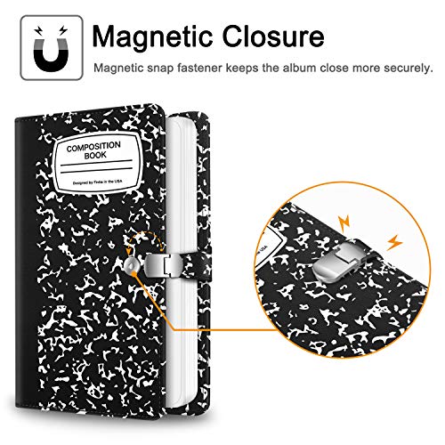 Fintie Wallet Photo Album for Fujifilm Instax Wide 300, Polaroid OneStep 2-64 Pockets (Snap Fastener) Album, Compatible with Polaroid POP, Originals 600 Camera 3.5x4.5 Inch Film (Composition Book)
