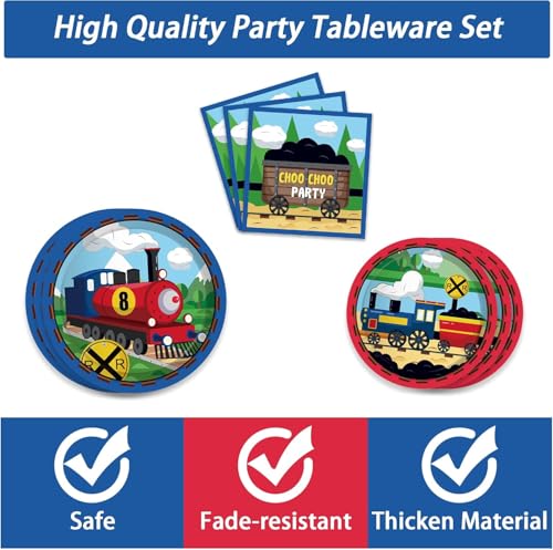 Zug Gebutstag Party Geschirr, Zug Geburtstag Party Supplies, für Geburtstagsfeier Deko Tisch Geburtstag Set für Mädchen Jungen