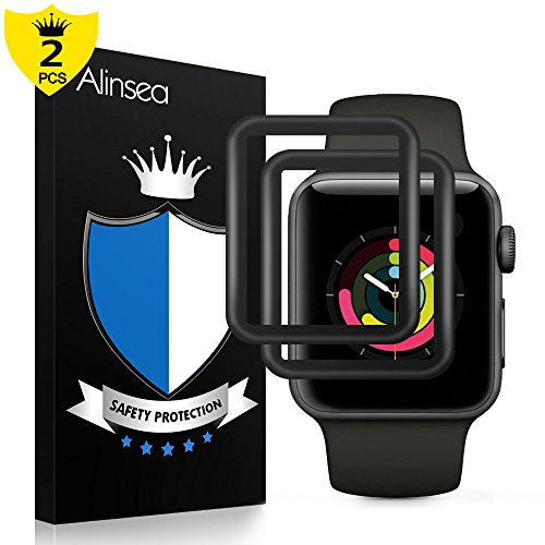 Alinsea Apple Watch 38mm Films protecteurs Serial2/3[2pcs], Verre Film de Protection [HD 9H dureté] Super Abrasion Dur Scratch résistant Non trempé en Verre trempé