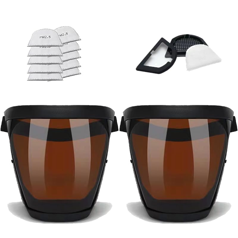Paquete de 2 protectores faciales completos para adultos, mujeres y hombres, lavables y reutilizables, anti niebla, protector facial completo con 10