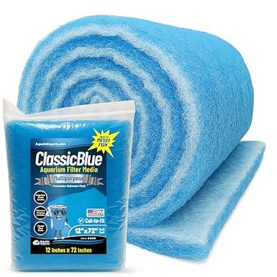 Aquatic Experts Classic Bonded Aquarium Filter Pad -12 Inches by 72 Inches by .75 Inch - Blue and White Aquarium Filter Media Roll Bulk Can Be Cut to Fit Most Filters, Made in USA