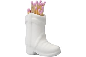 Cowboy Boot Match Holder with Striker (White)