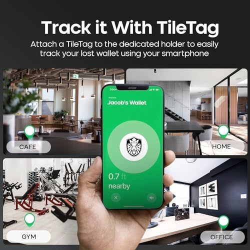 ALPHA PAIR Men's Wallet for Tile Mate (2022) – Bifold Tile Wallet for Men – RFID Blocking with Holder for Tile Tag - Wallet for Tile Tracker with 11 Credit Card Slots - Leather Tile Slim Wallet 5