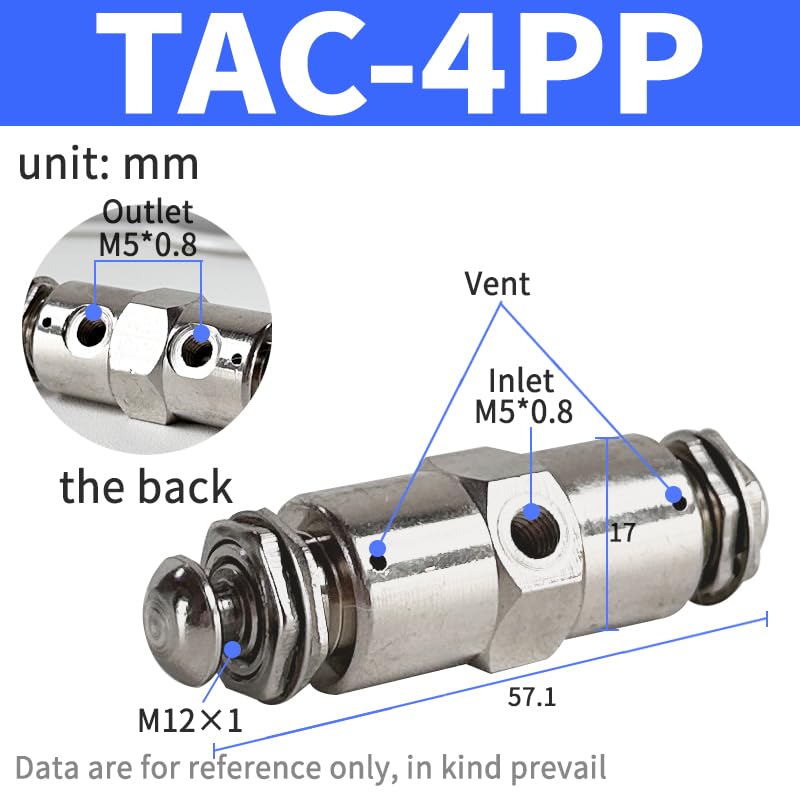 Air Pneumatic Mechanical Valve 2 Position 5 Way Toggle Button Switch TAC2-41V 31V 41P 31P 41PP TAC-4V 4P 3P 3V TV-3S(Color:TAC-4PP)