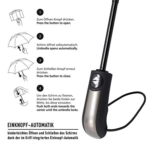 VON HEESEN® Paraplu stormbestendig tot 140 km/h - incl. paraplutas & reisetui- zakparaplu met automatisch open-mechanisme, klein, licht en compact, teflon coating, windbestendig, stabiel - Image 7