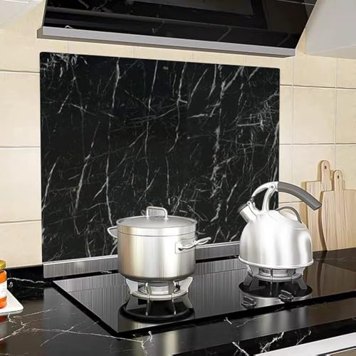 Image of TEKCOOL Wall Stickers DIY Wallpaper Vinyl Marble Wallpapers Peel and Stick Waterproof Wallpapers for Home Kitchen Countertop Cabinet Furniture Oil Proof Kitchen Stickers(Black-2 pc):