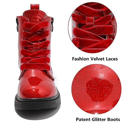DADAWEN Boys Girls Glitter Ankle Boots Lace Up Waterproof Combat Shoes With Side Zipper for Toddler/Little Kid/Big Kid3