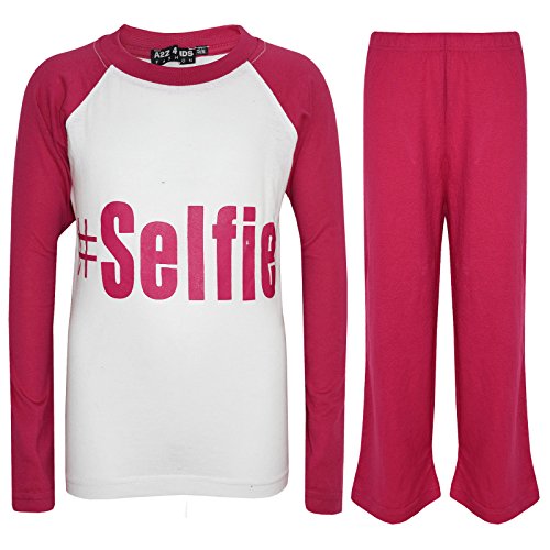 Niños Niña #SELFIE Estampado Elegante Pijama New 5 años de edad 6 7 8 9 10 11 12 13 Años - Rosa, 5-6 Years