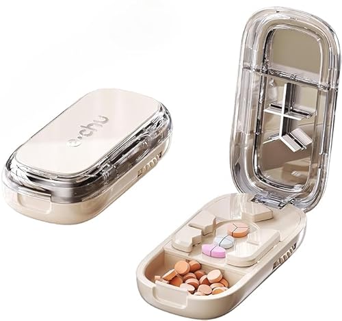 ピルカッター 2分割 3分割 4分割 錠剤カッター 3 in 1 コンパクト 薬カッター ピルケース機能付き 携帯便利 赤ちゃん ペット 薬 子ども 赤ちゃん 高齢者 お年寄り 猫 犬 ペット (ホワイト)