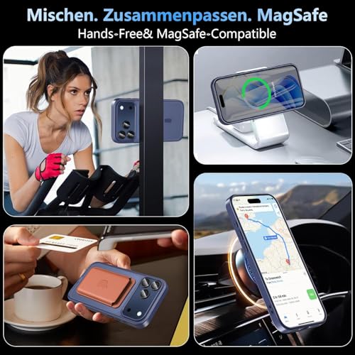 Image of Elzzi Magnetic for iPhone 17 Pro Max Case (Compatible with MagSafe) Slim Translucent Matte Shockproof with Anti-Fingerprint Phone Case, Dark Navy