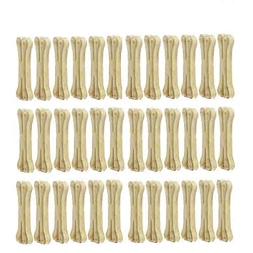 PSK PET MART Rawhide Bones for Dogs 3 Inch Pressed Bones for Adult Dogs Calcium Bone Dog Bones Chew Bones for Puppy Calcium Treat for Dogs Puppy Treat (Pack of 36, Chicken Flavour)