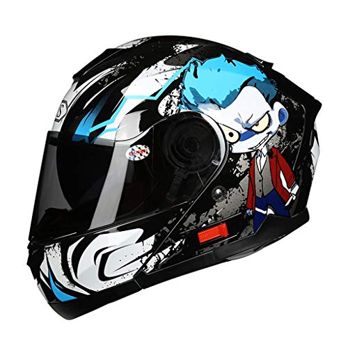 HJL Material ABS Casco aerodinámico Diseño Casco de Motocicleta Casco de Hombre Casco de Cara Completa Casco Four Seasons (Color : Azul, Tamaño : XL)