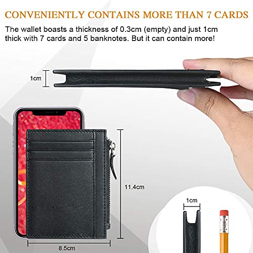 Aucuu Minimalist Wallet, RFID Blocking Anti Theft Leather Credit Card Pocket Purse with Card Slots, Gift for Men & Women - Black, 11.2x8.3x1cm - Image 3