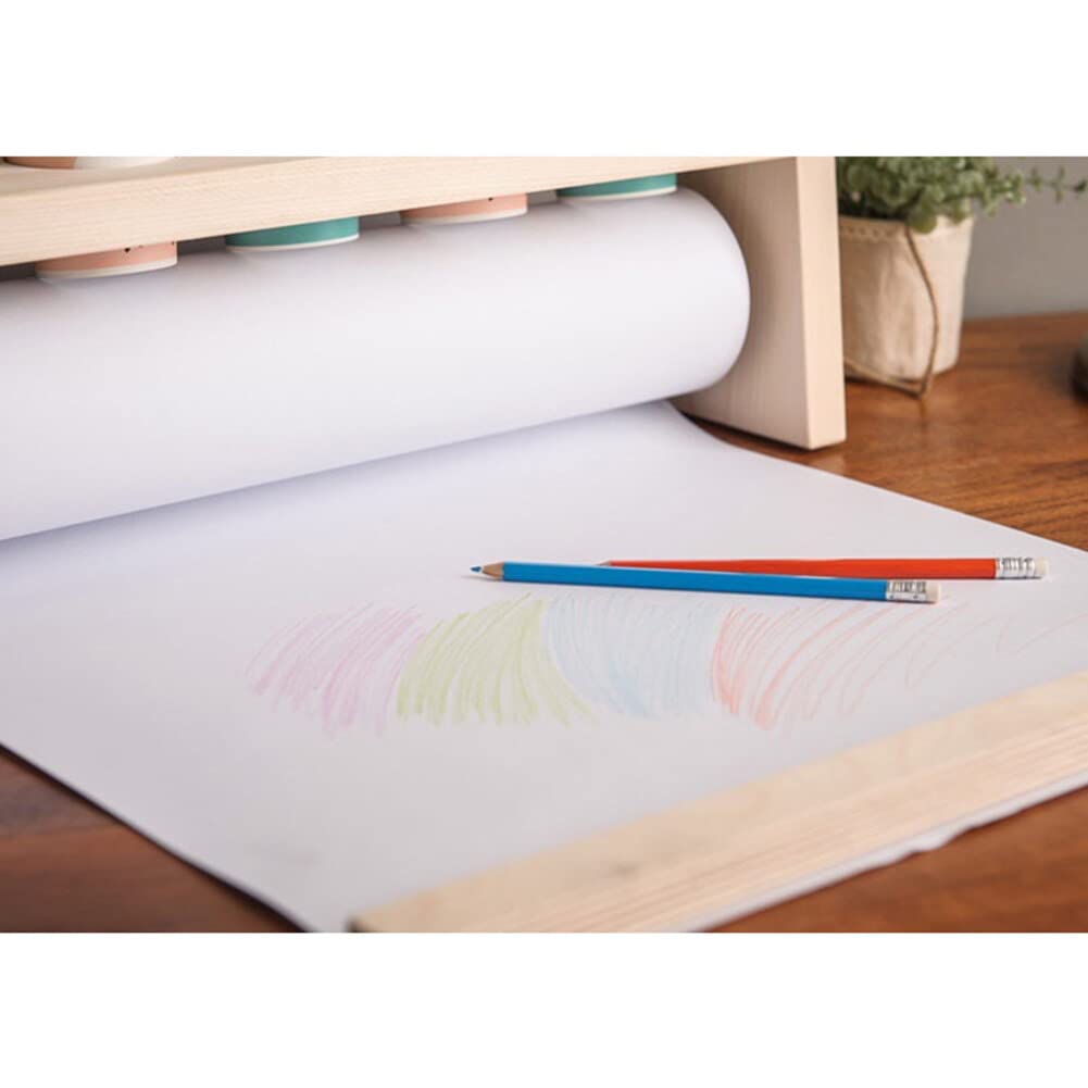 Wooden Tabletop Paper Roll Dispenser, 5 Holes Table Top Drawing Paper Dispenser Drawing Art Craft Drawing Paper Roll Dispenser for Kids Toddler Boys Girls