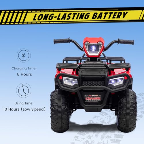 Lischwert Elektro Kinderquad, 12V Kinder Elektrische ATV mit LED-Scheinwerfern, Musik & Hupe, Elektroauto mit 4 rutschfeste Räder & langsamer Start, für Kinder 3–6 Jahre alt (Rot) – Bild 3