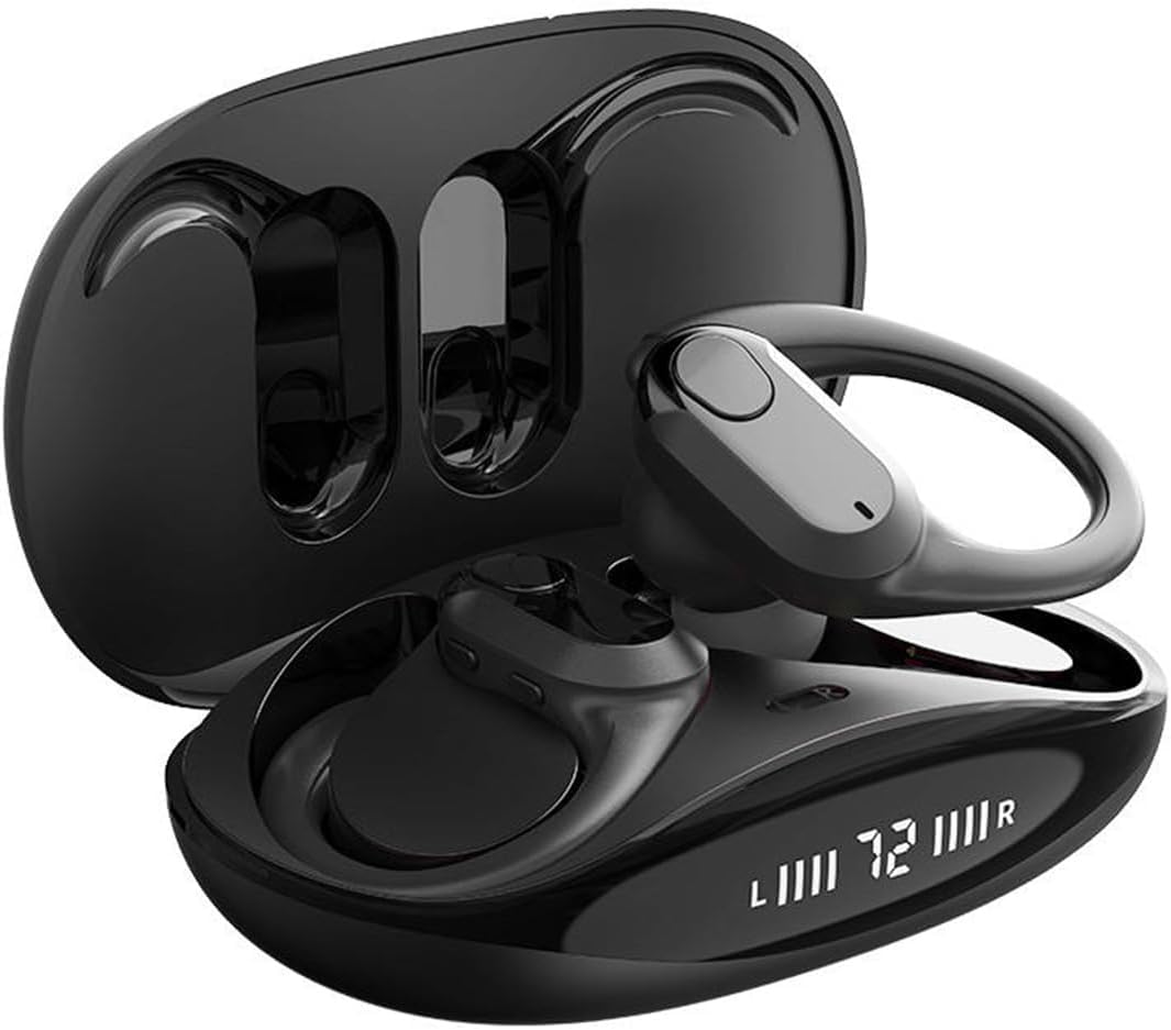 Bluetooth Earhook Headphones Wireless Earbuds in Ear Headset IPX5 Waterproof Painless for Long Term Wearing 50H Playtime LED