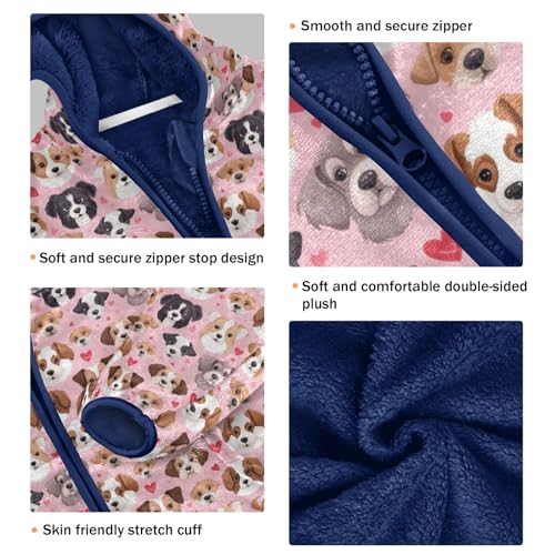 Funny Dogs Heart Boys Fleece Coat,Children's Zip-Up Hoodie Jacket,Baby Warm Fashion Outerwear 3-10T,A1132803