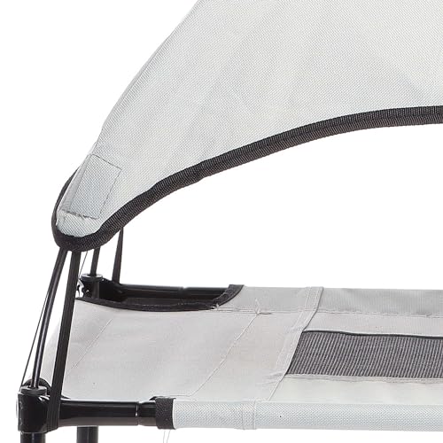 Wiltec Hundebett mit Dach Grau 91 x 76 x 16 cm Größe L bis 35 kg Outdoor Katzenliege Haustier Schlafplatz Sonnendach