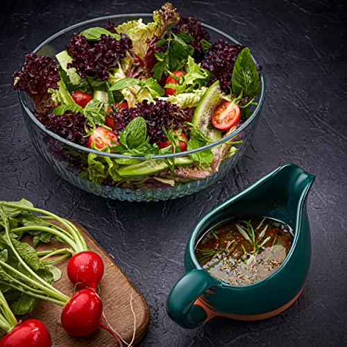 Gravy Boat Hand Crafted Terracotta Clay with Ergonomic Handle 11 Oz - Natural and eco-friendly - Gravy Warming Sauces - Salad Dressing - Microwave Safe (Sea Green) - Image 5