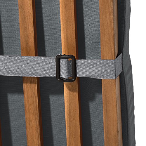 Beautissu Luxus Deckchair Auflage Sonnenliege 175x45x5cm LoftLux DC – Bezug Abnehmbar – Polsterauflage für Liegestuhl Auflage Gartenliege Polster – Liegenauflage Gartenmöbel Kissen GraphitAnthrazit