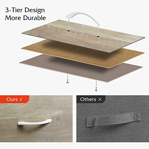 Wlive Dresser For Bedroom With 5 Drawers, Wide Chest Of Drawers, Fabric Dresser, Storage Organizer Unit With Fabric Bins For Closet, Living Room, Hallway, Nursery, Greige Oak #TOP5