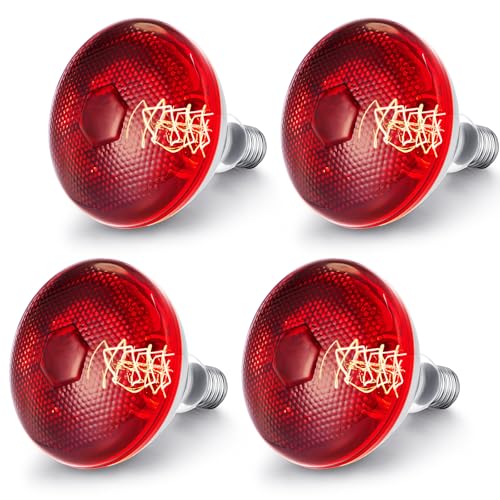 Image of VIHOSE 4 Pack Heat Lamp Bulbs, Red Infrared Bulbs 120 V, 175 Watt