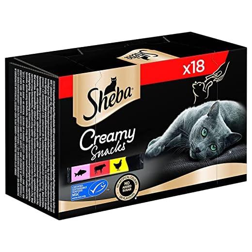 Sheba Romige snacks - Romige kattentraktaties met kip, rundvlees en kaas - Handige handlikkensticks - 18x 12 g kattentraktaties