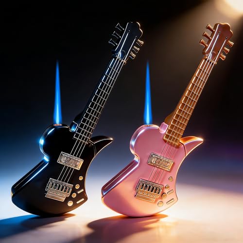 Encendedor antorcha con forma de guitarra, butano ajustable miniatura 1