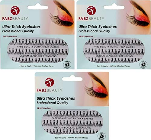 Individual Cluster Eyelashes False Extension, Black, 60 count (Pack of 3)