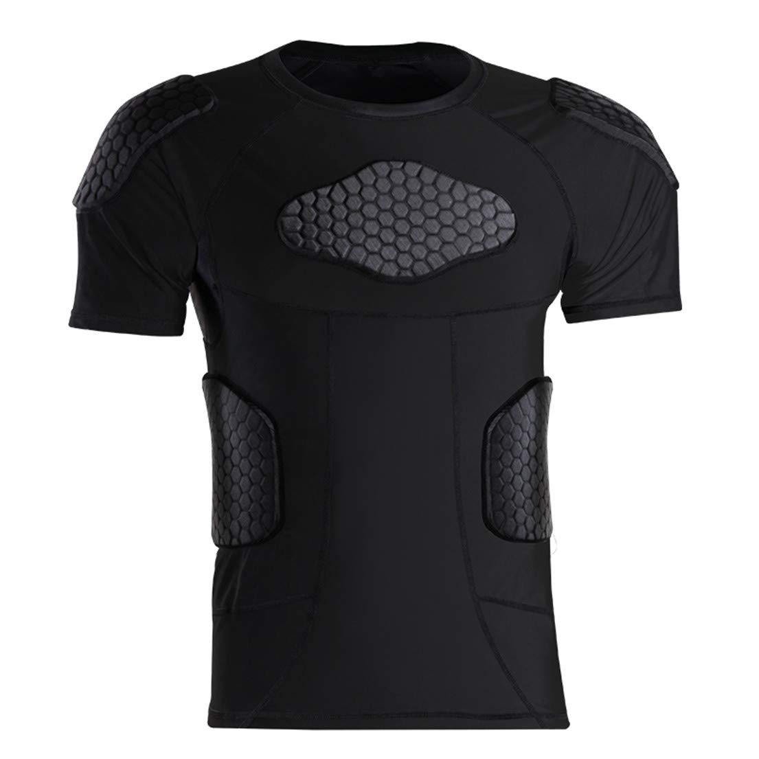 Topeter Men’s Compression Padded Shirt Protective T-Shirt Rib Chest Shoulder Protector
