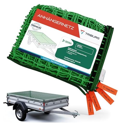 TRIBURG® Anhängernetz 2,5x3,5 mit Eckmarkierungen - Hängernetz mit Spanngummi zur optimalen Ladungssicherung - Anhänger Netz mit Gummiseil…